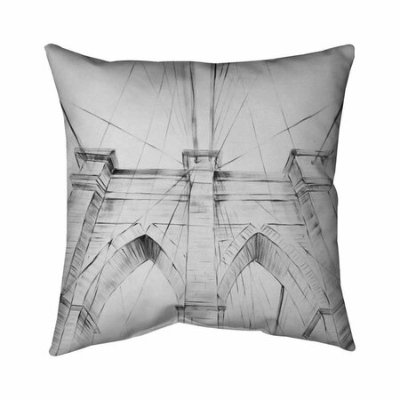 BEGIN HOME DECOR 26 x 26 in. Brooklyn Bridge Sketch-Double Sided Print Indoor Pillow 5541-2626-AR2